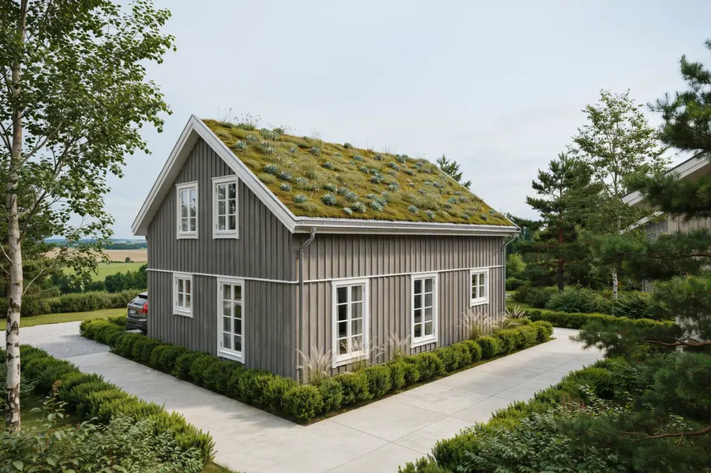 l ggning av nytt sedumtak p villa i onsala